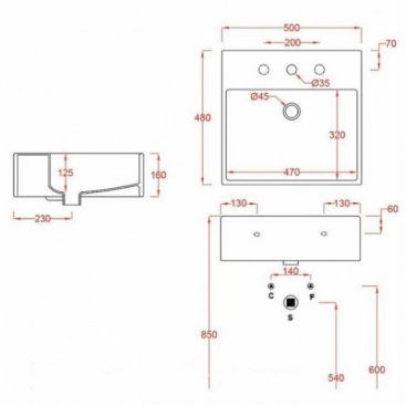 Раковина ArtCeram Quadro QUL002 цвет белый