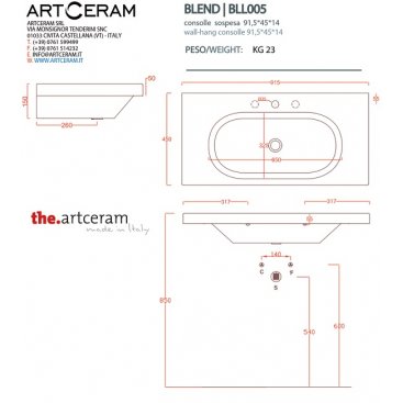 Раковина ArtCeram Blend BLL005 цвет черно-белый