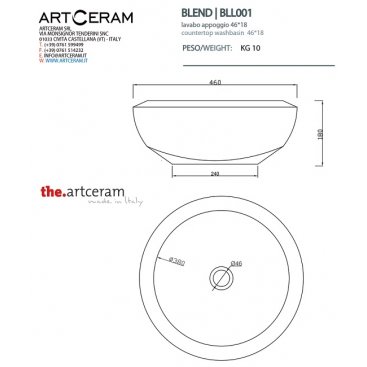 Раковина накладная ArtCeram Blend BLL001