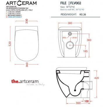 Унитаз приставной ArtCeram File 2.0 FLV002 цвет белый