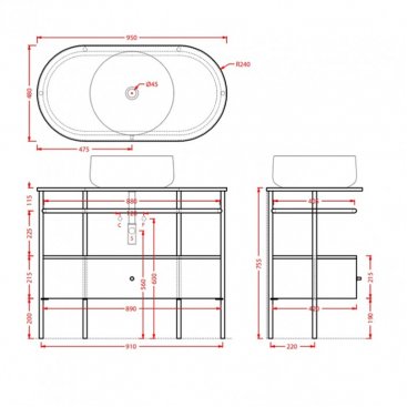 Раковина с консолью ArtCeram Flair 4.0 ACA068 56+COL001 15