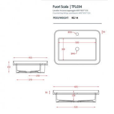 Раковина ArtCeram Fuori Scala TFL034 цвет notte