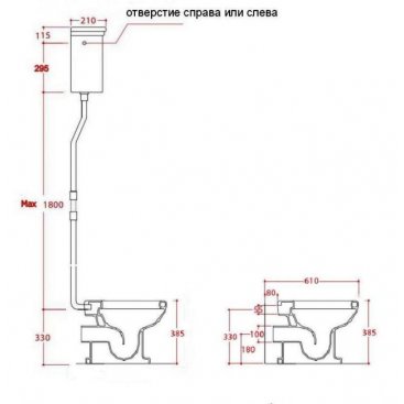 Унитаз с высокой трубой ArtCeram Hermitage HEV003