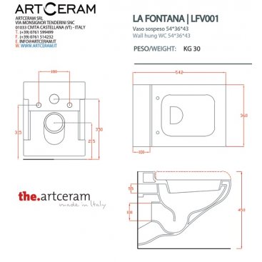 Унитаз подвесной ArtCeram La Fontana LFV001 цвет белый с красным декором