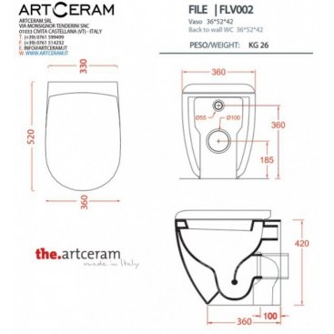 Унитаз приставной ArtCeram File 2.0 FLV002 цвет желтый