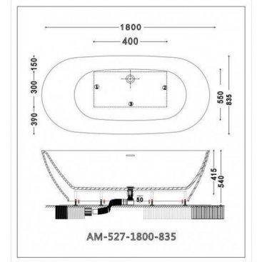 Ванна Art&Max Elegant AM-527-1800-835