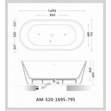 Ванна Art&Max Platino AM-520-1695-795