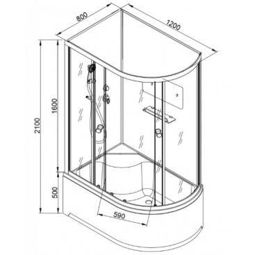 Душевая кабина AvaCan D120 правая