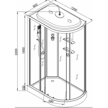 Душевая кабина AvaCan EM1512 с гидромассажем левая