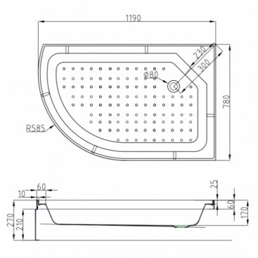 Душевая кабина AvaCan EM2712 N LED правая