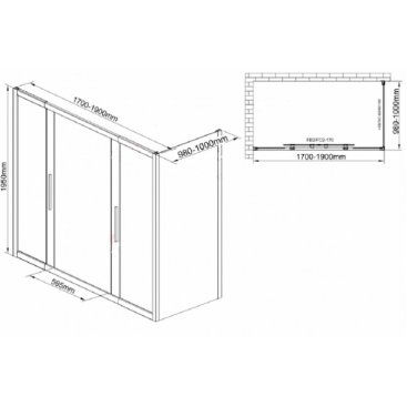 Душевой уголок AvaCan FC2 170-190x100 MT