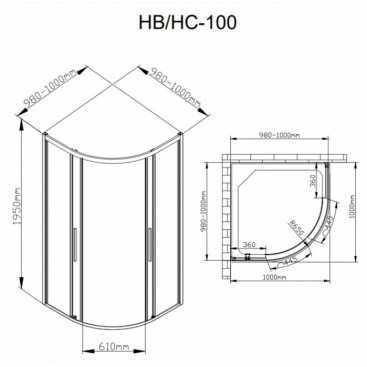 Душевой уголок AvaCan HB 100