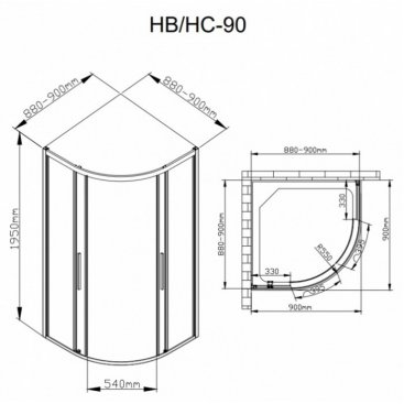 Душевой уголок AvaCan HB 90