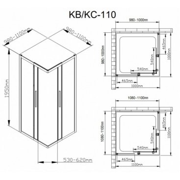 Душевой уголок AvaCan KB 100-110