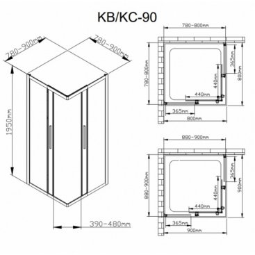 Душевой уголок AvaCan KB 80-90