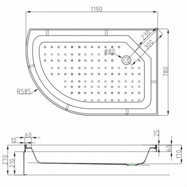 Душевая кабина AvaCan L520 LED правая