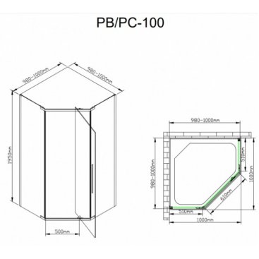 Душевой уголок AvaCan PB 100 MT