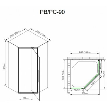 Душевой уголок AvaCan PC90MT