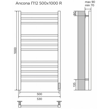 Полотенцесушитель электрический Azario Ancona AZ71850W