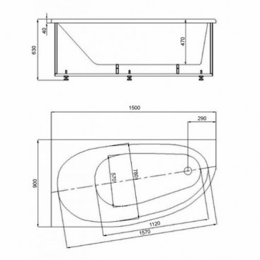 Ванна Azario Kapris 150x90L