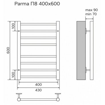 Полотенцесушитель водяной Azario Parma AZ10146S