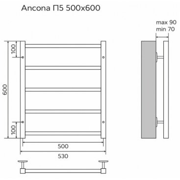 Полотенцесушитель водяной Azario Ancona AZ75556