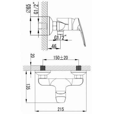 Смеситель для душа Azario Tavira AZ-WKE33361C