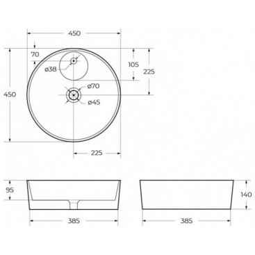 Раковина накладная BelBagno BB1306