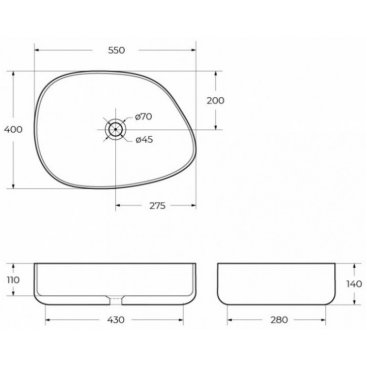 Раковина накладная BelBagno BB1435 Nero