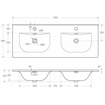 Тумба с раковиной и зеркалом BelBagno Etna 120-4C-BB-8099-120-2 Rovere Moro