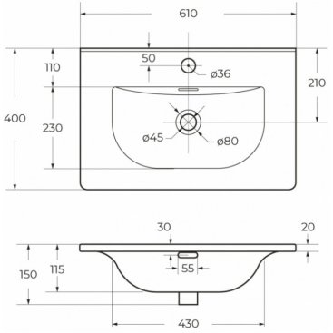 Тумба с раковиной BelBagno Etna 39-60-BB-8099-3-60 Rovere Moro