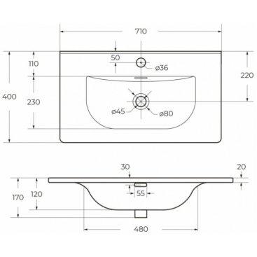 Тумба с раковиной и зеркалом BelBagno Etna 39-70-BB-8099-3-70 Rovere Moro