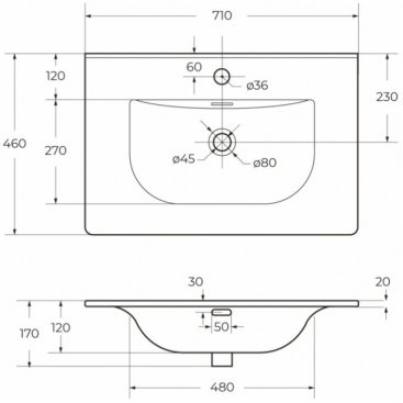 Раковина мебельная BelBagno BB-8099-70