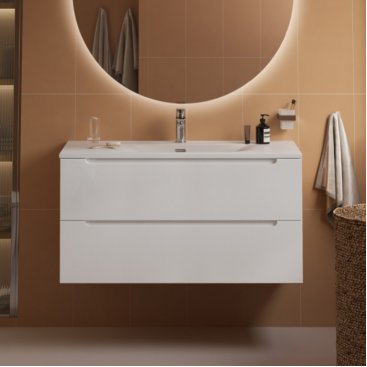 Тумба с раковиной и зеркалом BelBagno Etna 100-BB-8099-100 Bianco Lucido