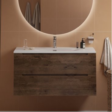 Тумба с раковиной и зеркалом BelBagno Etna 100-BB-8099-100 Rovere Moro