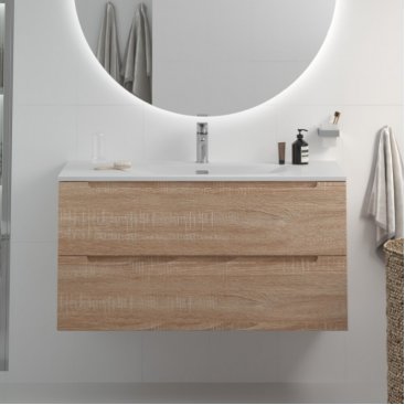 Тумба с раковиной и зеркалом BelBagno Etna 100-BB-8099-100 Rovere Bianco