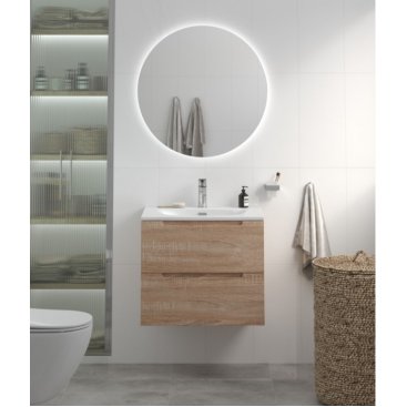 Тумба с раковиной и зеркалом BelBagno Etna 60-BB-8099-60 Rovere Bianco