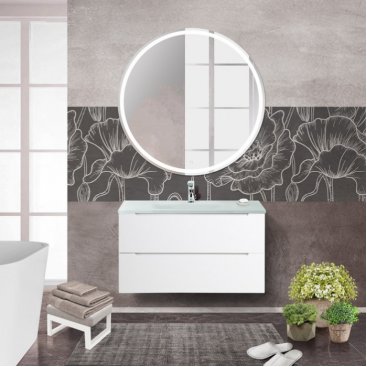 Тумба с раковиной BelBagno Etna 80-BB810/465-LV-VTR-BO Bianco Lucido