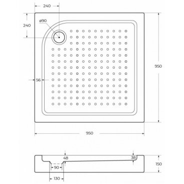 Поддон акриловый BelBagno TRAY-BB-A-95-15-W