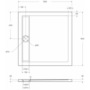 Поддон акриловый BelBagno TRAY-BB-DUE-A-90-4-W0