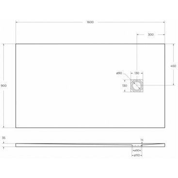 Поддон из искусственного мрамора BelBagno TRAY-MR-UNO-AH 160х90 см