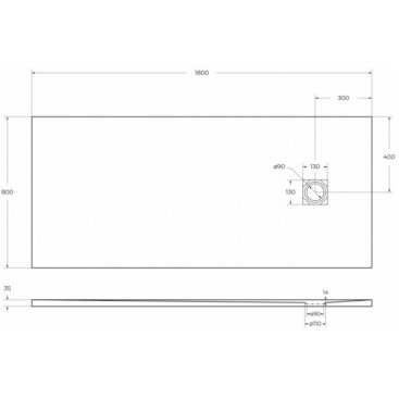 Поддон из искусственного мрамора BelBagno TRAY-MR-UNO-AH-180/80-35-W-CR