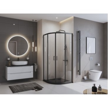 Поддон из искусственного мрамора BelBagno TRAY-MR-UNO-R-90-550-35-NERO-NO
