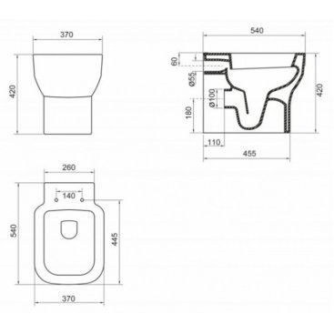 Унитаз приставной BelBagno Vaso с крышкой BB127SC микролифт