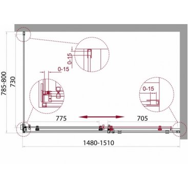 Душевой уголок BelBagno ACQUA-AH-1-150/80