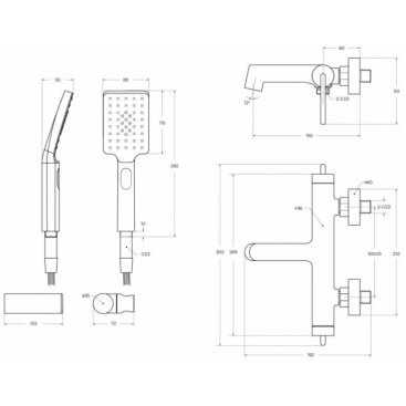 Смеситель для ванны BelBagno ACQUA-VASM/DFS-CRM