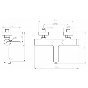 Смеситель для ванны BelBagno ACQUA-VASM-NERO