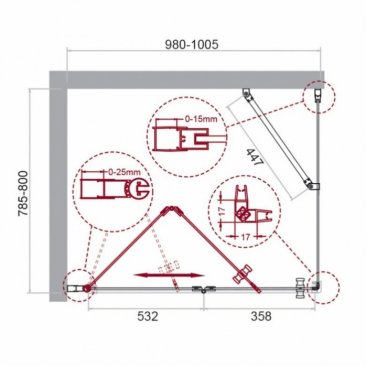 Душевой уголок BelBagno ALBANO-ASH-1-100/80