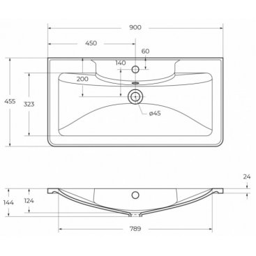 Раковина мебельная BelBagno BB900/455-LV-MR-ALR