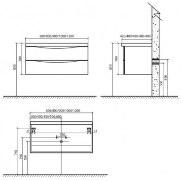 Мебель для ванной BelBagno ANCONA-N-1000-2C-SO